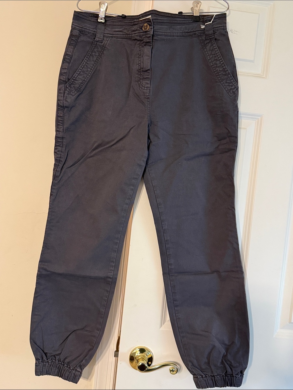 Boden Dark Gray Canvas Jogger Pants with Elastic Cuffs